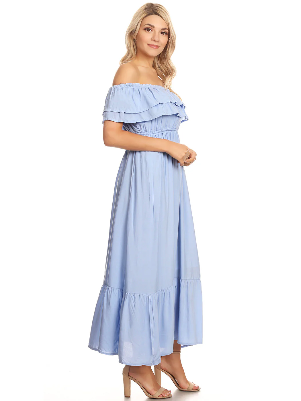 Grecian Ruffle Stretch Maxi Long Dress - Image 23