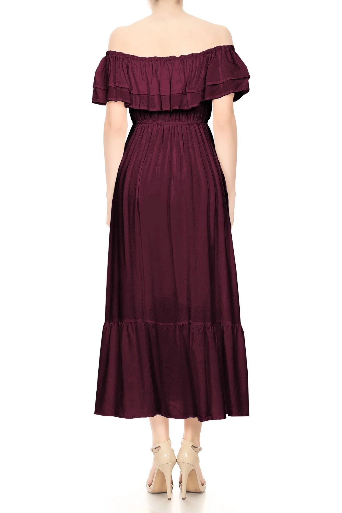 Grecian Ruffle Stretch Maxi Long Dress - Image 28