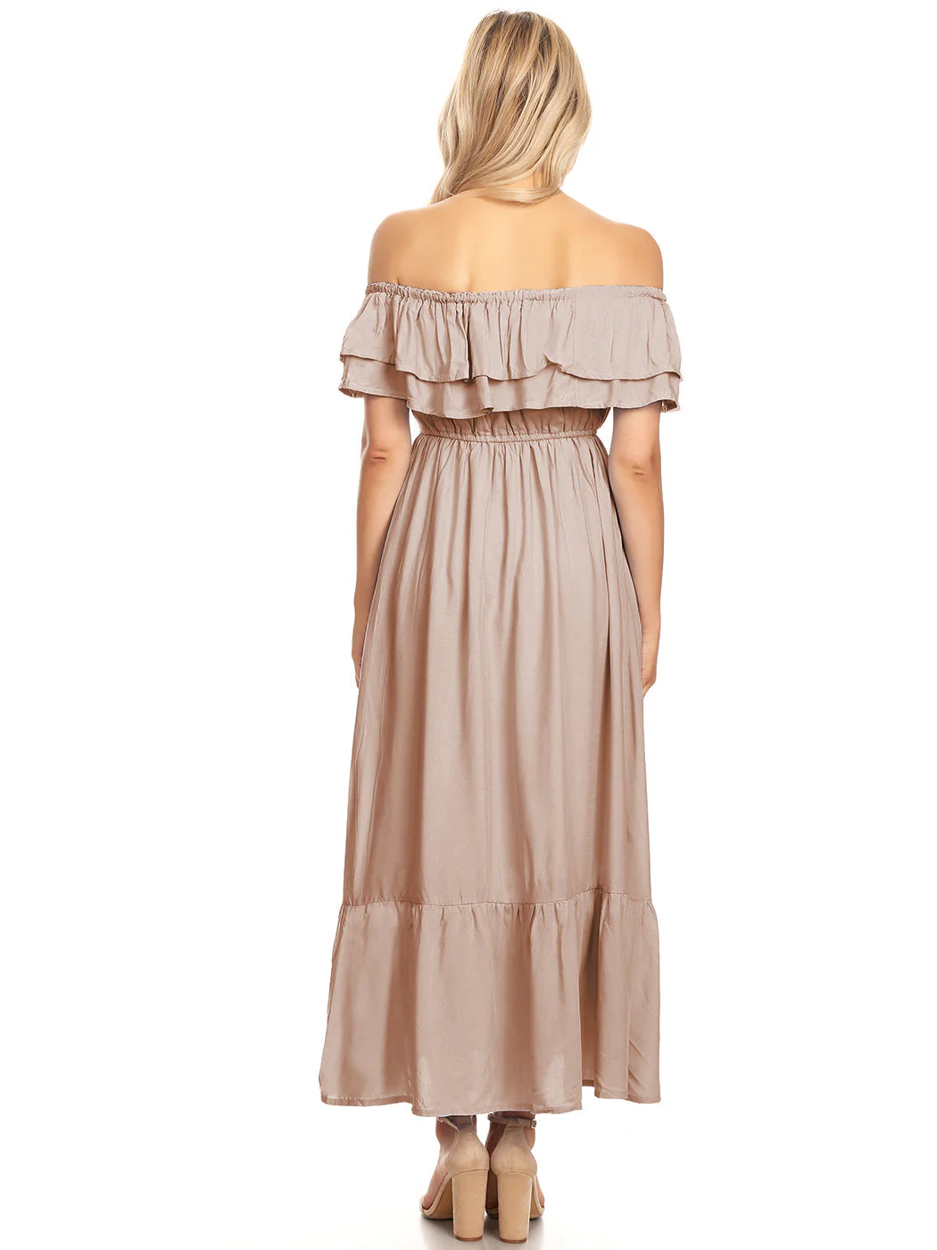 Grecian Ruffle Stretch Maxi Long Dress - Image 48