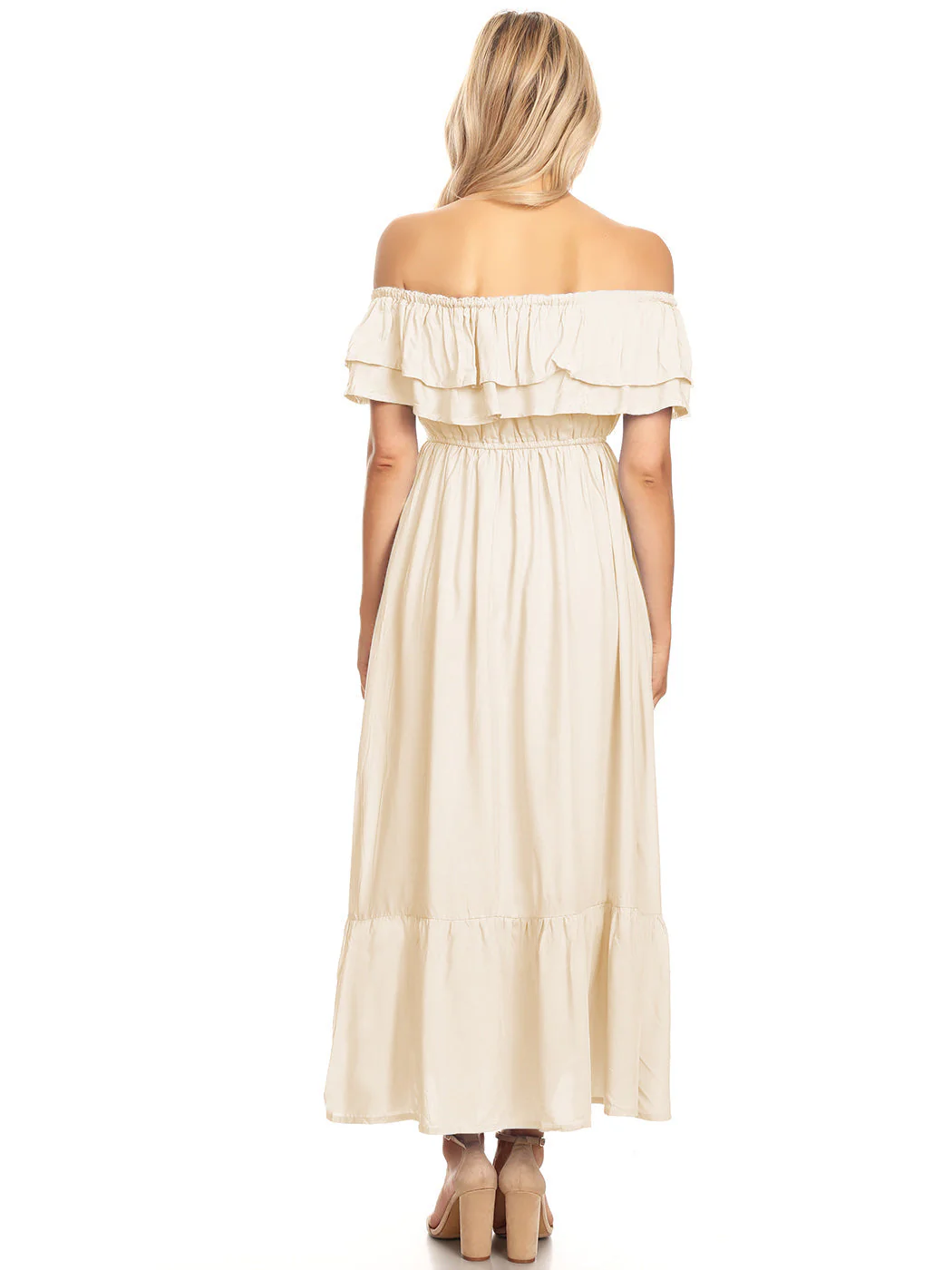 Grecian Ruffle Stretch Maxi Long Dress - Image 8