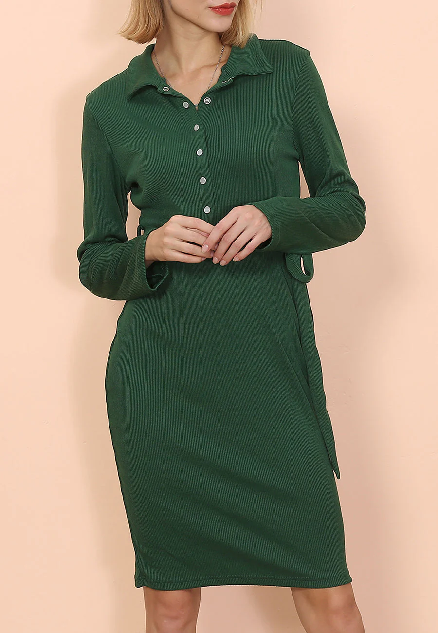Half Button Front Shirt Dress - Image 4