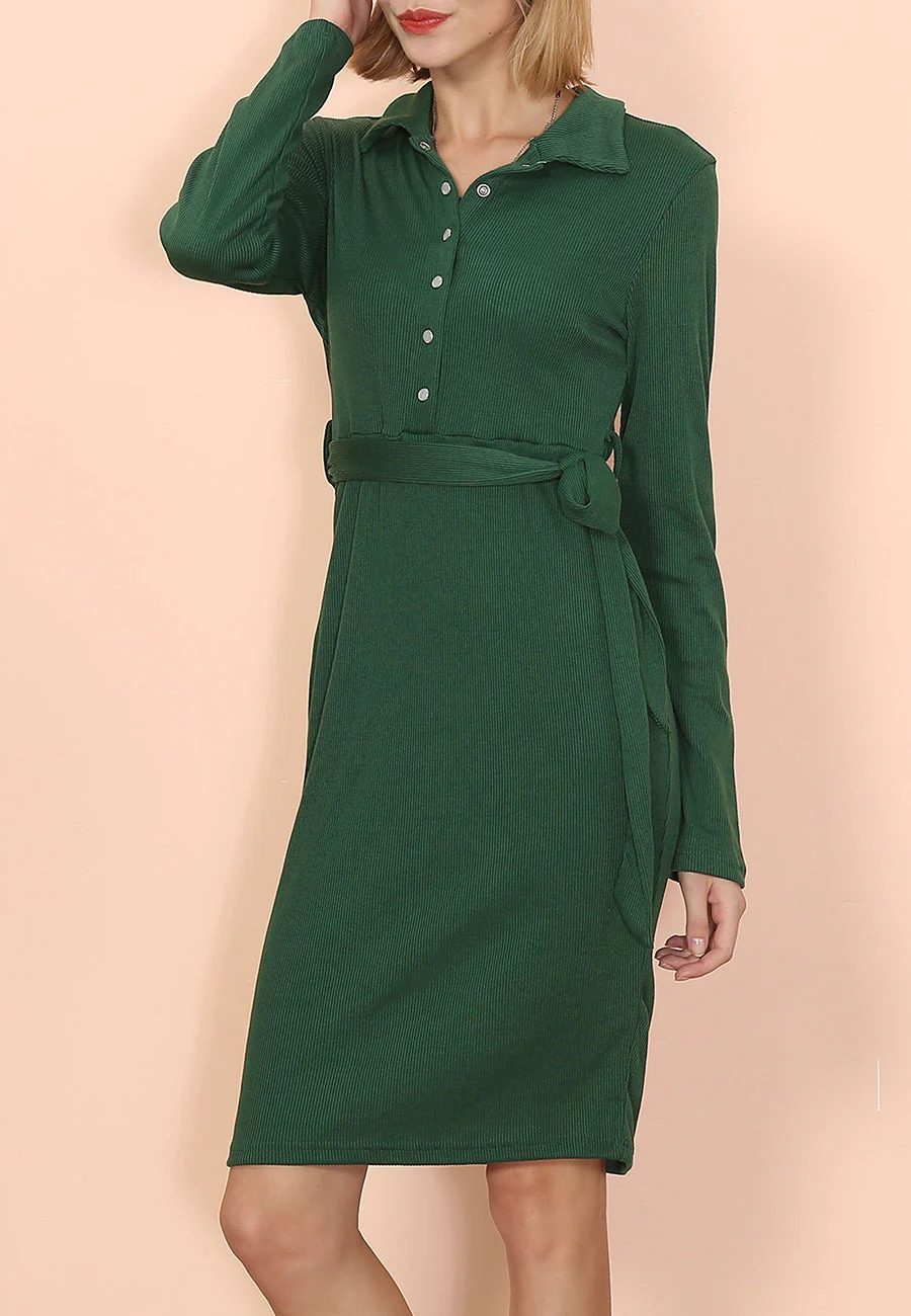 Half Button Front Shirt Dress - Image 6
