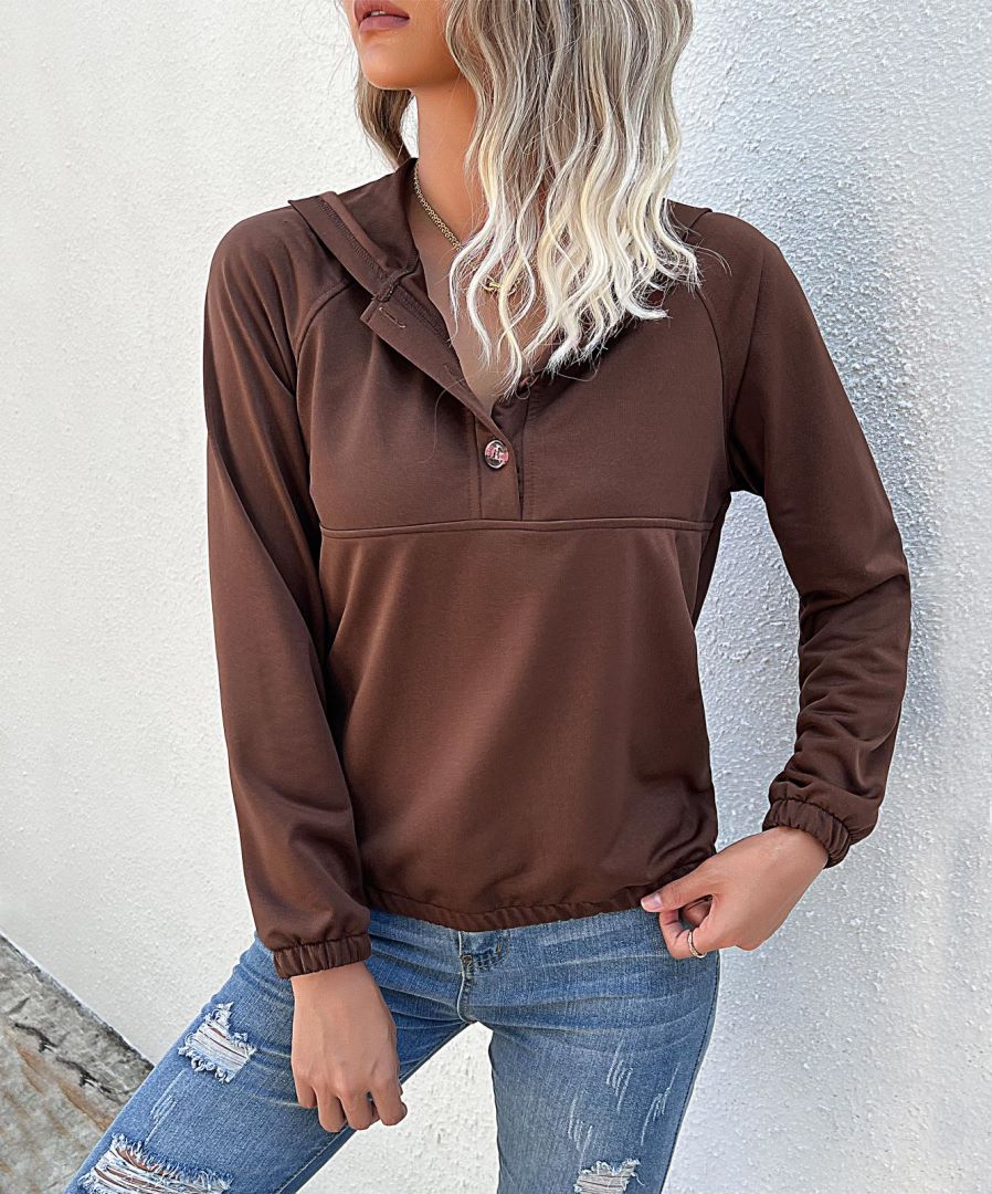 Half Button Hooded Sweatshirt - Image 12