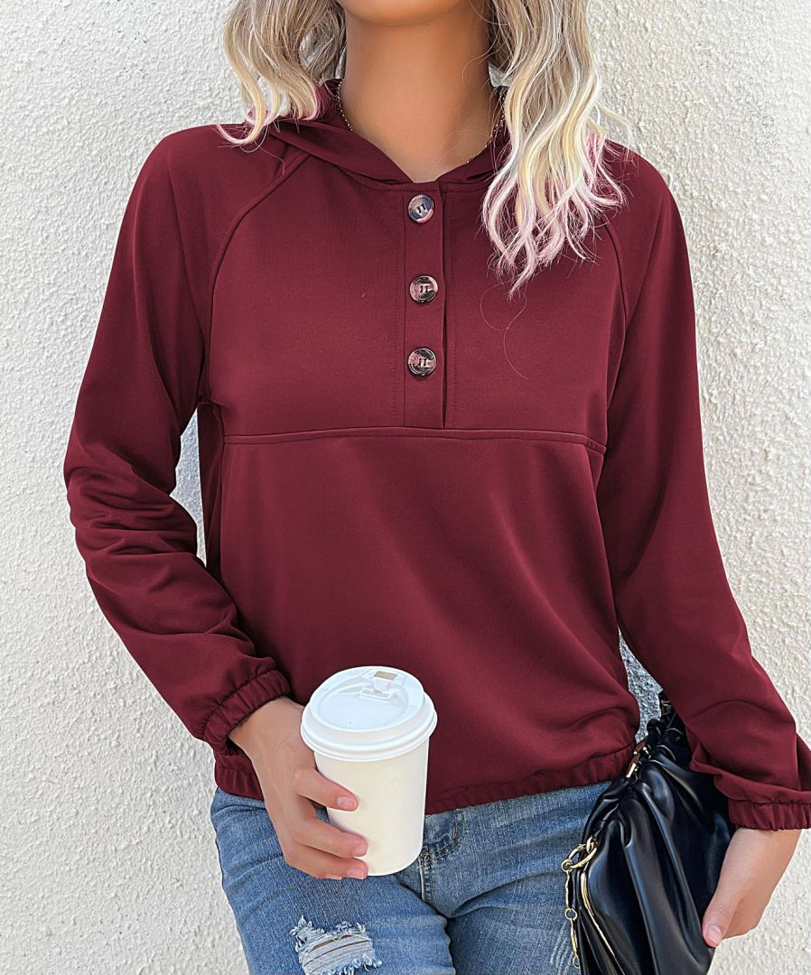 Half Button Hooded Sweatshirt - Image 16