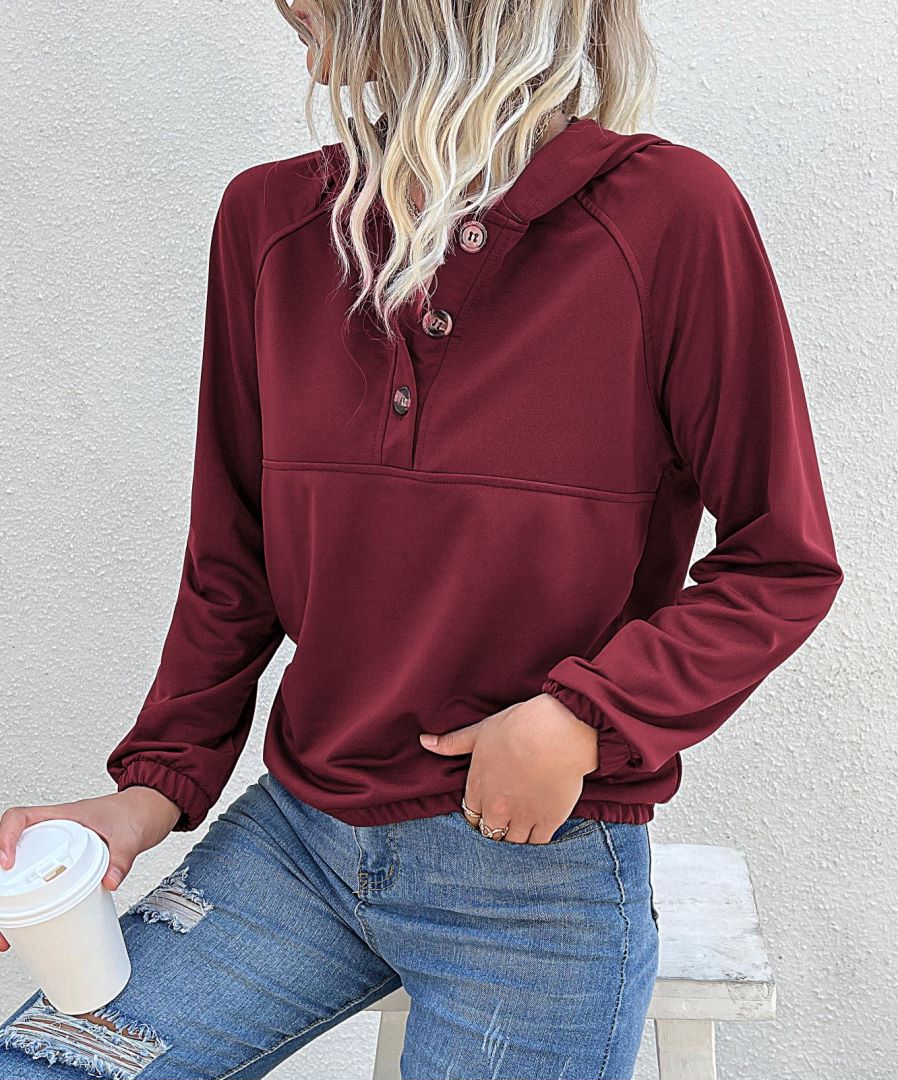 Half Button Hooded Sweatshirt - Image 17