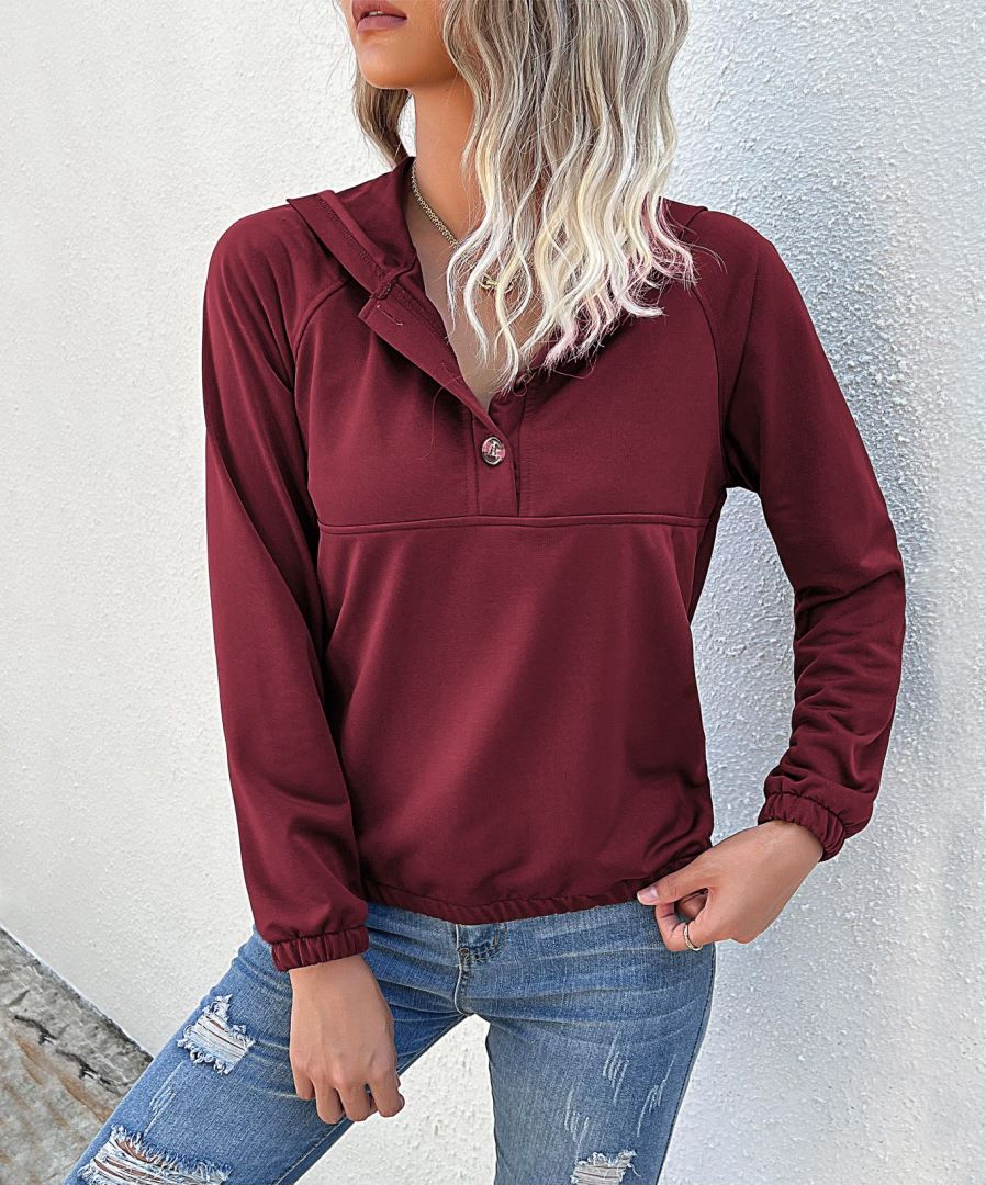 Half Button Hooded Sweatshirt - Image 18