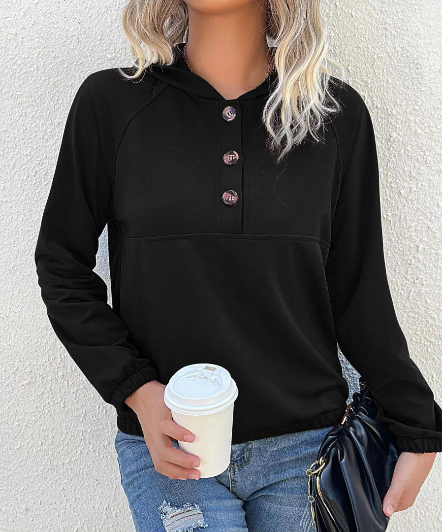 Half Button Hooded Sweatshirt - Image 3