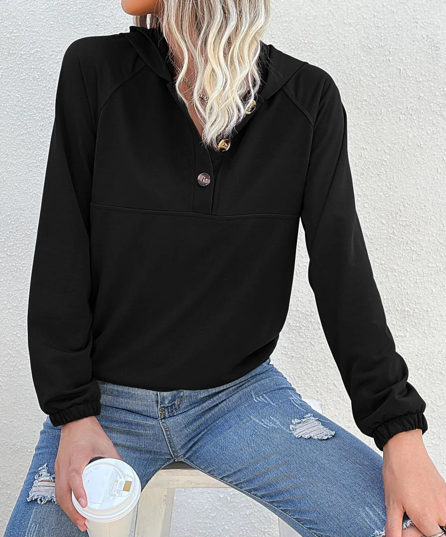 Half Button Hooded Sweatshirt - Image 4