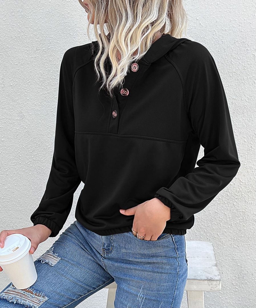 Half Button Hooded Sweatshirt - Image 5