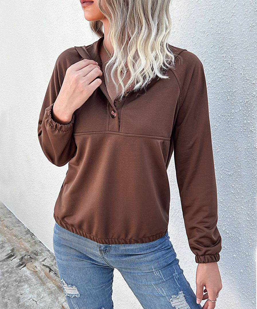 Half Button Hooded Sweatshirt - Image 7