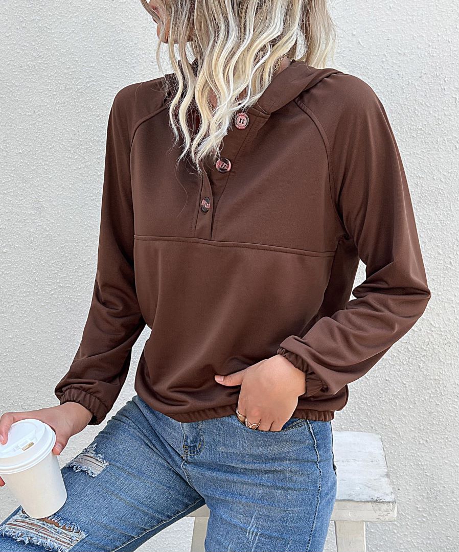 Half Button Hooded Sweatshirt - Image 8