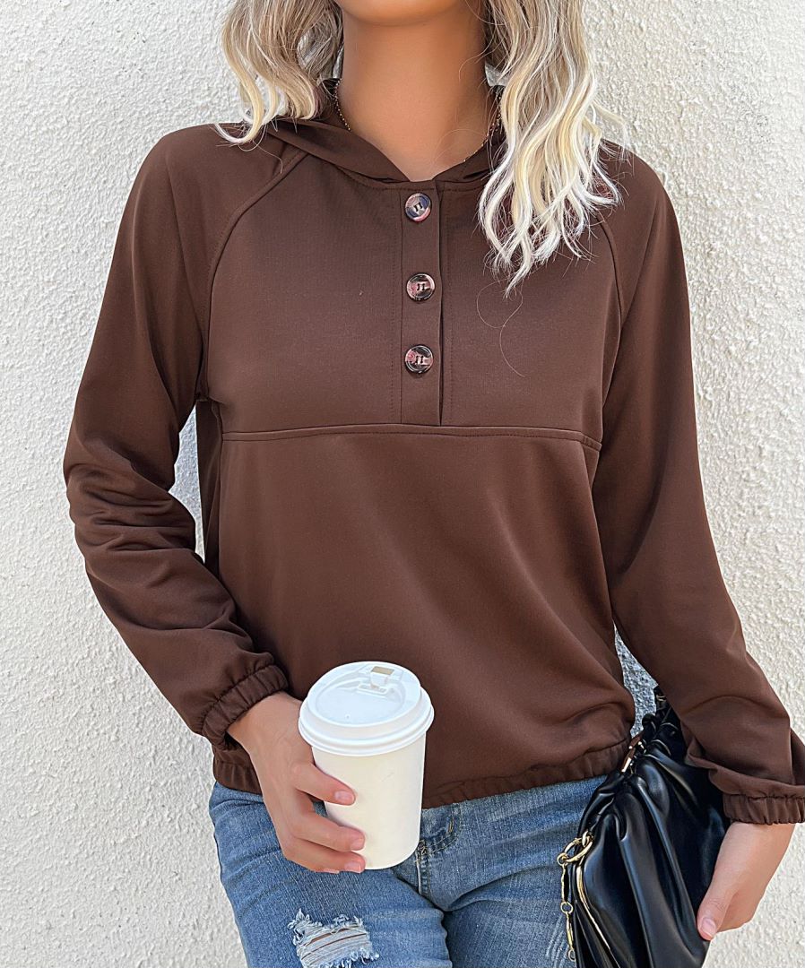 Half Button Hooded Sweatshirt - Image 9