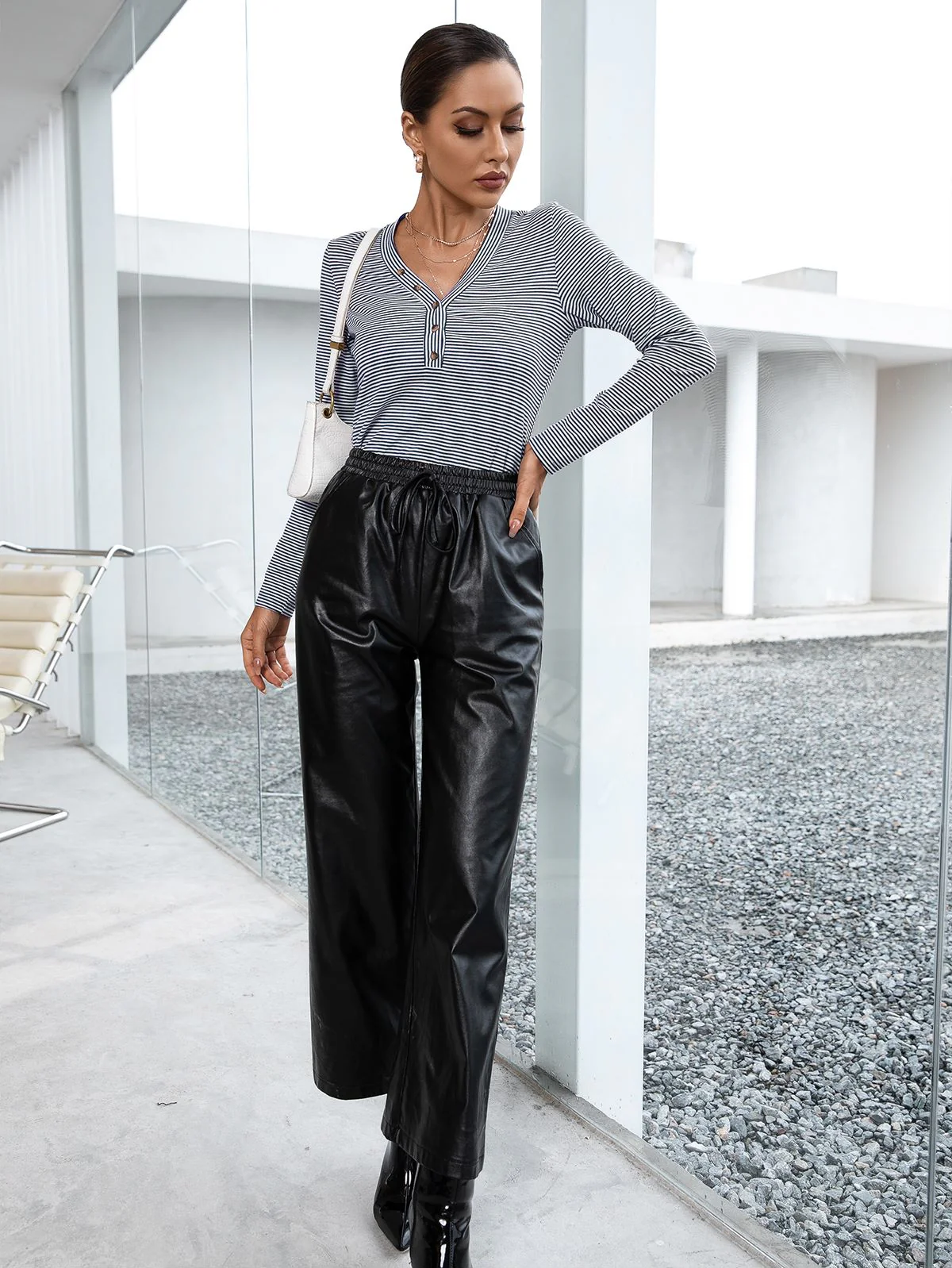 Half Button Striped Top - Image 15