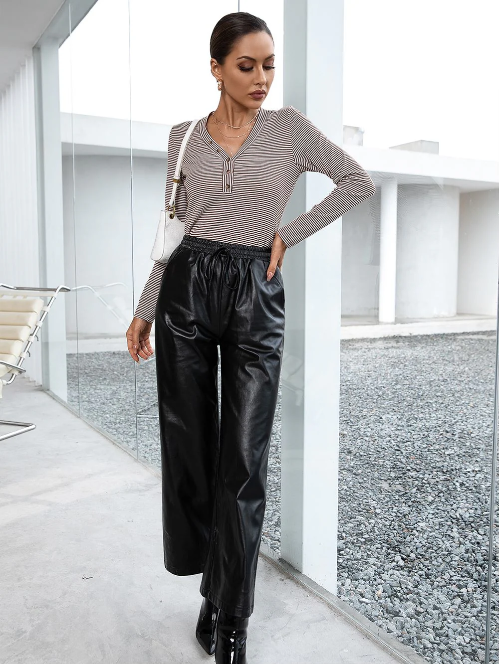 Half Button Striped Top - Image 18