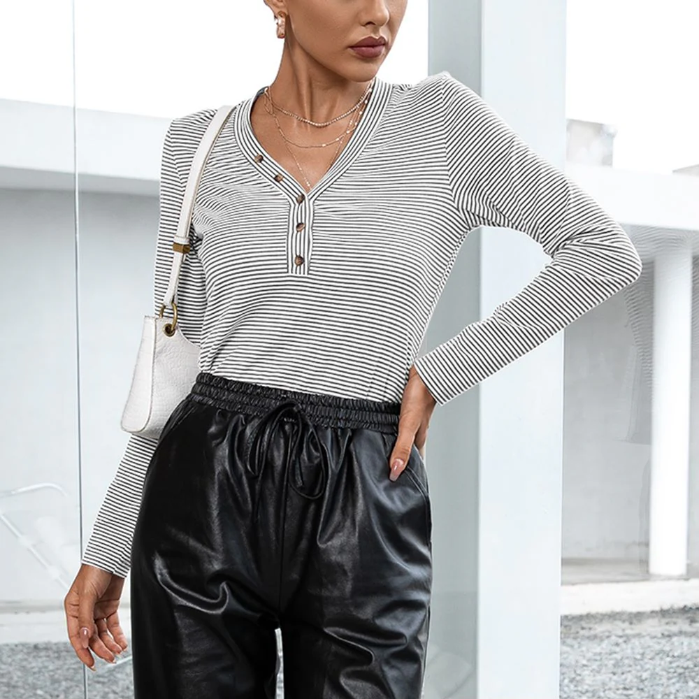 Half Button Striped Top - Image 6