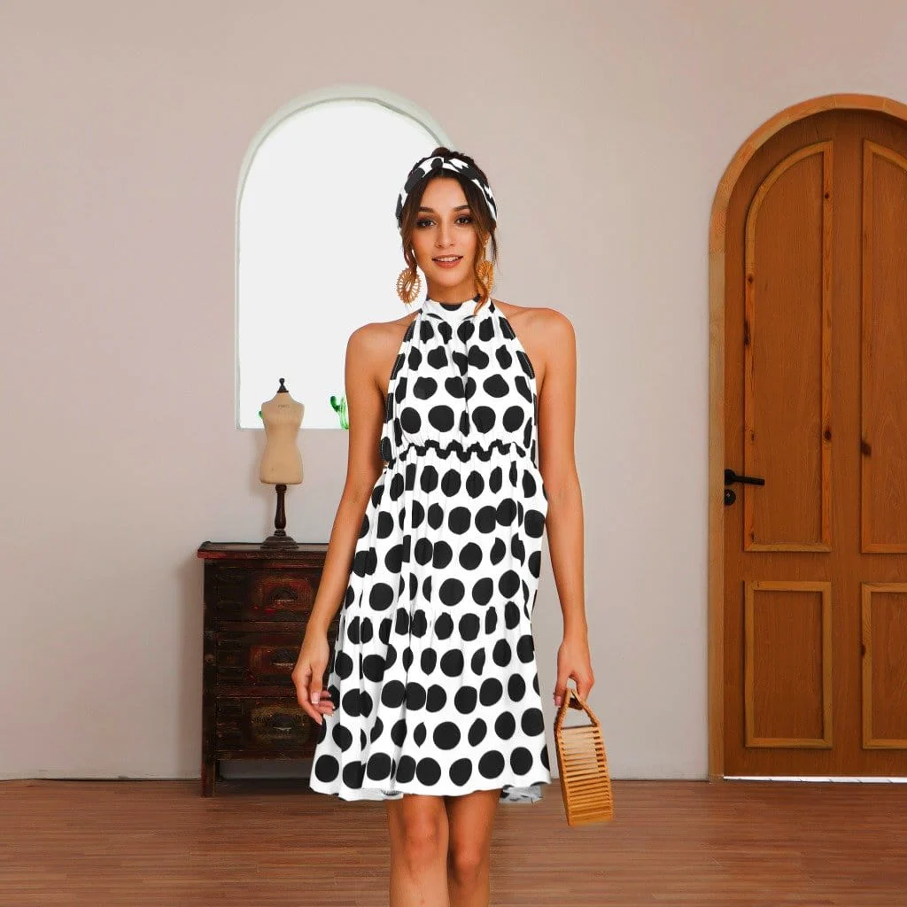 Halter Backless Polka Dot Dress - Image 8