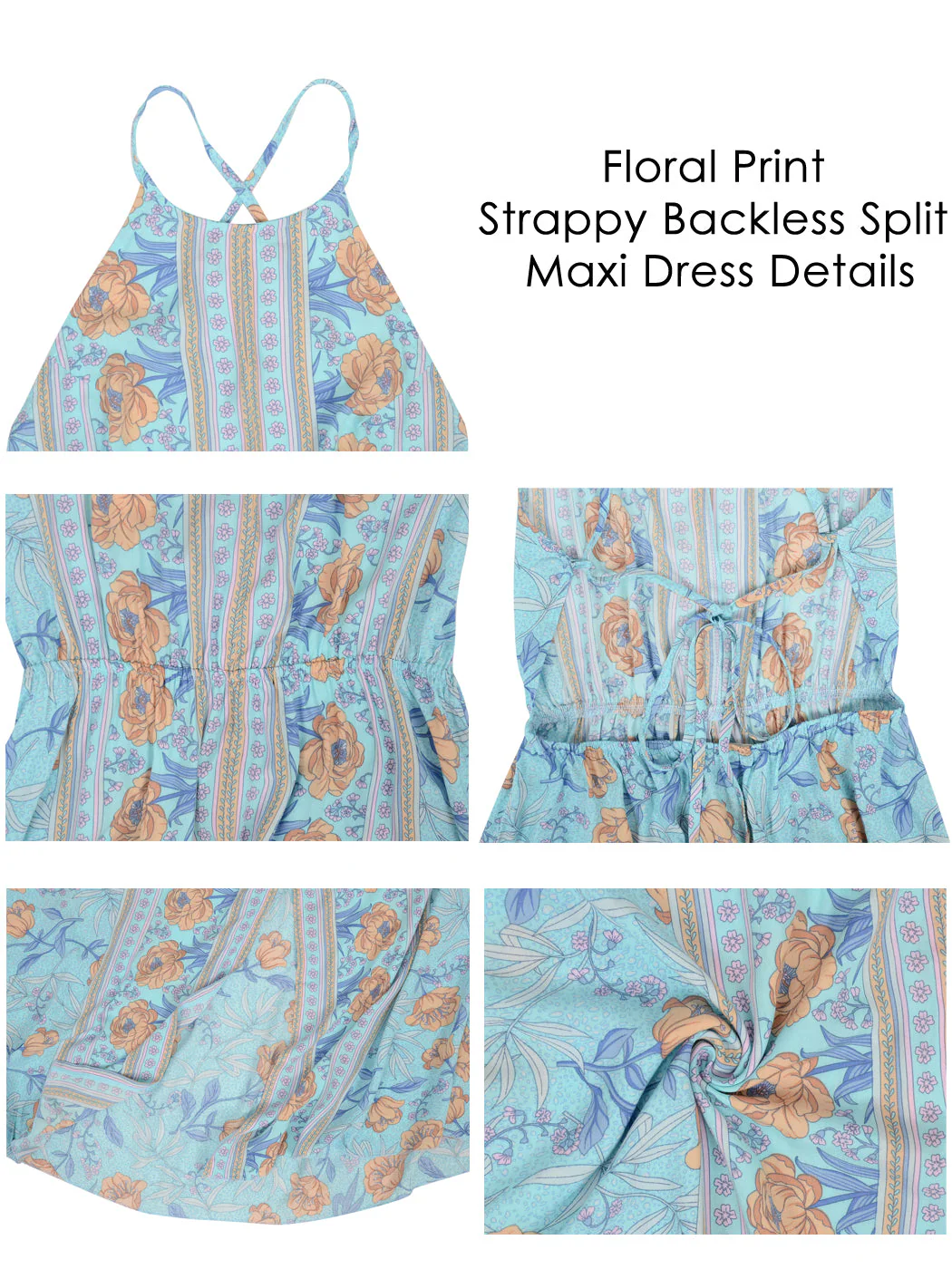 Halter Neck Backless Floral Dress - Image 9