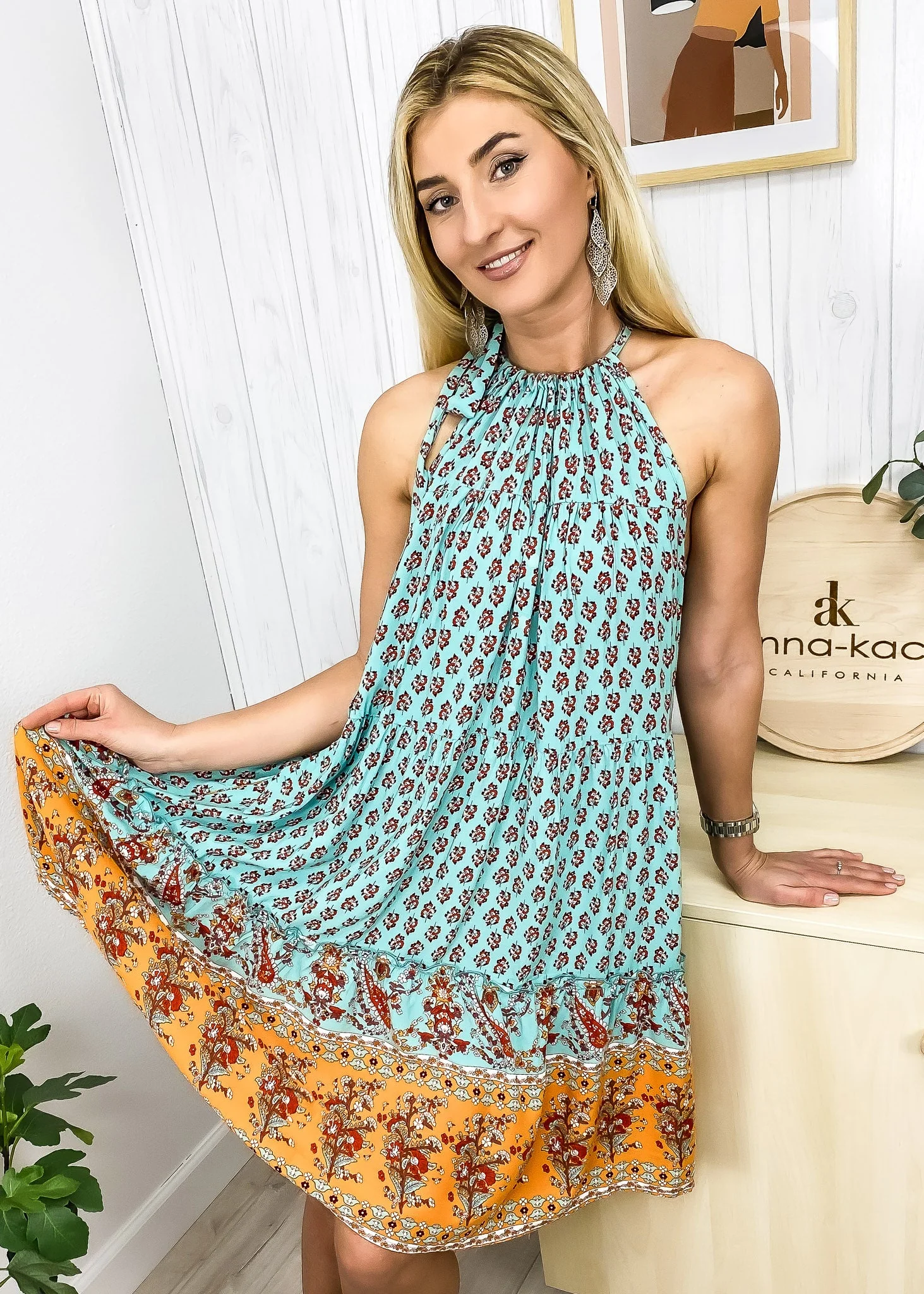 Halter Neck Boho Paisley Tunic Dress - Image 13