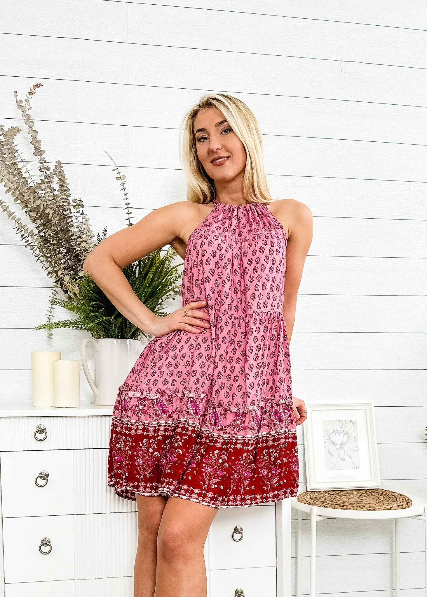 Halter Neck Boho Paisley Tunic Dress - Image 25