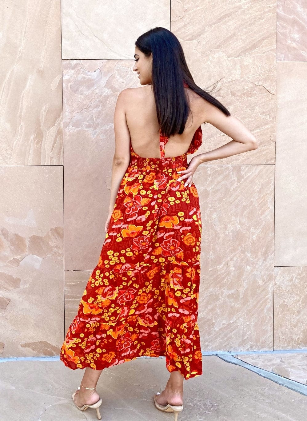 Halter Neck Floral Maxi Dress - Image 2