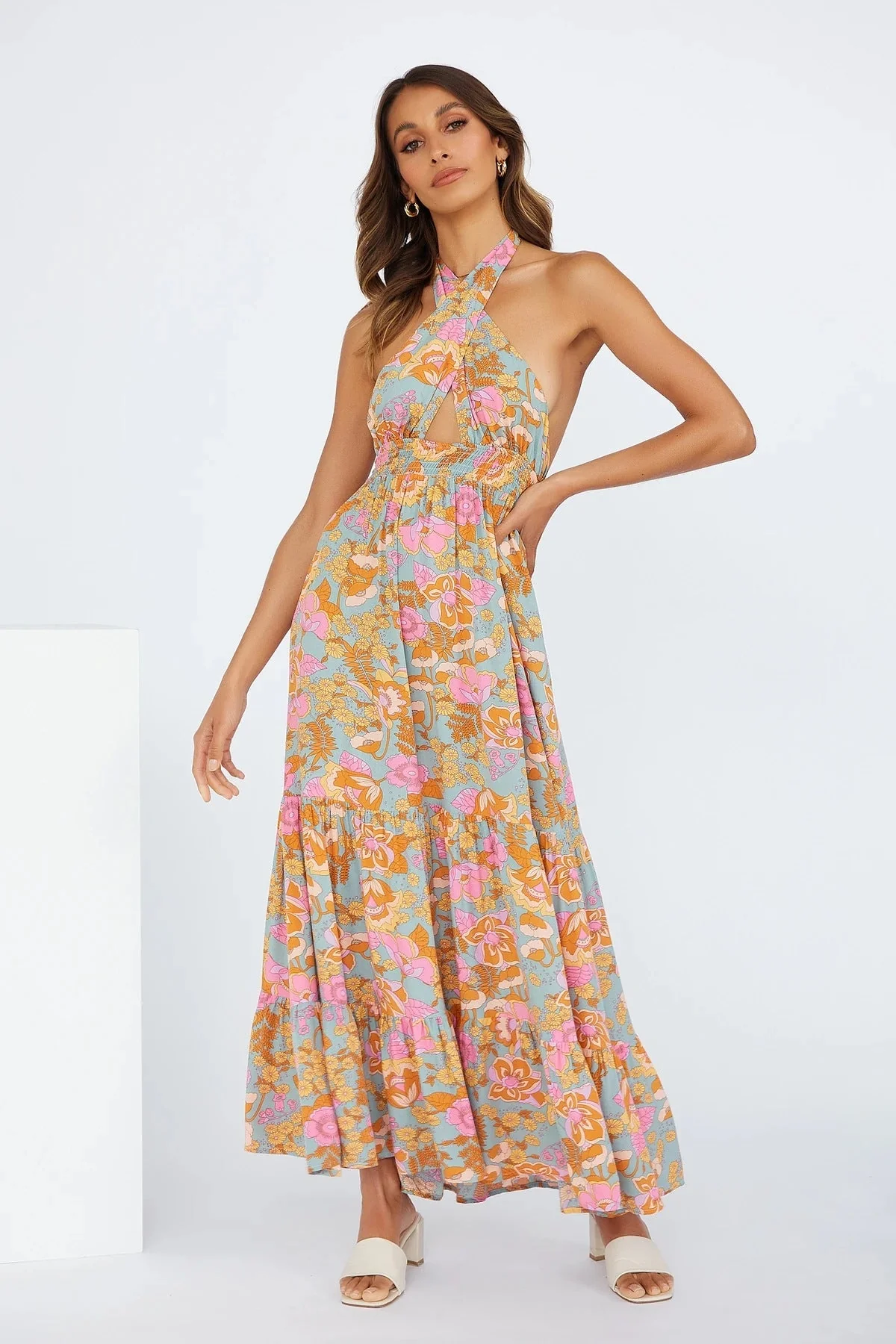 Halter Neck Floral Maxi Dress - Image 6