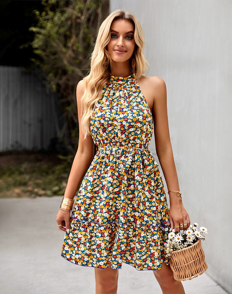Halter Neck Ruffle Hem Dress - Image 5