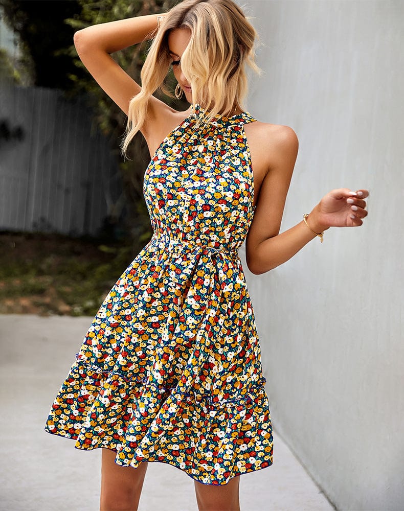 Halter Neck Ruffle Hem Dress - Image 8