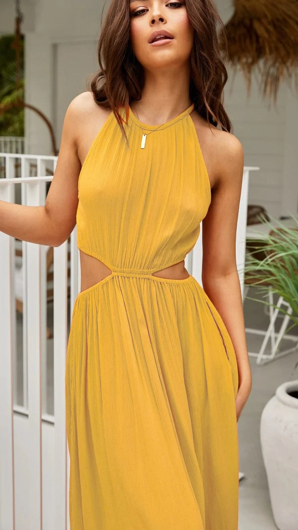 Halter Neck Side Cutout Dress - Image 7