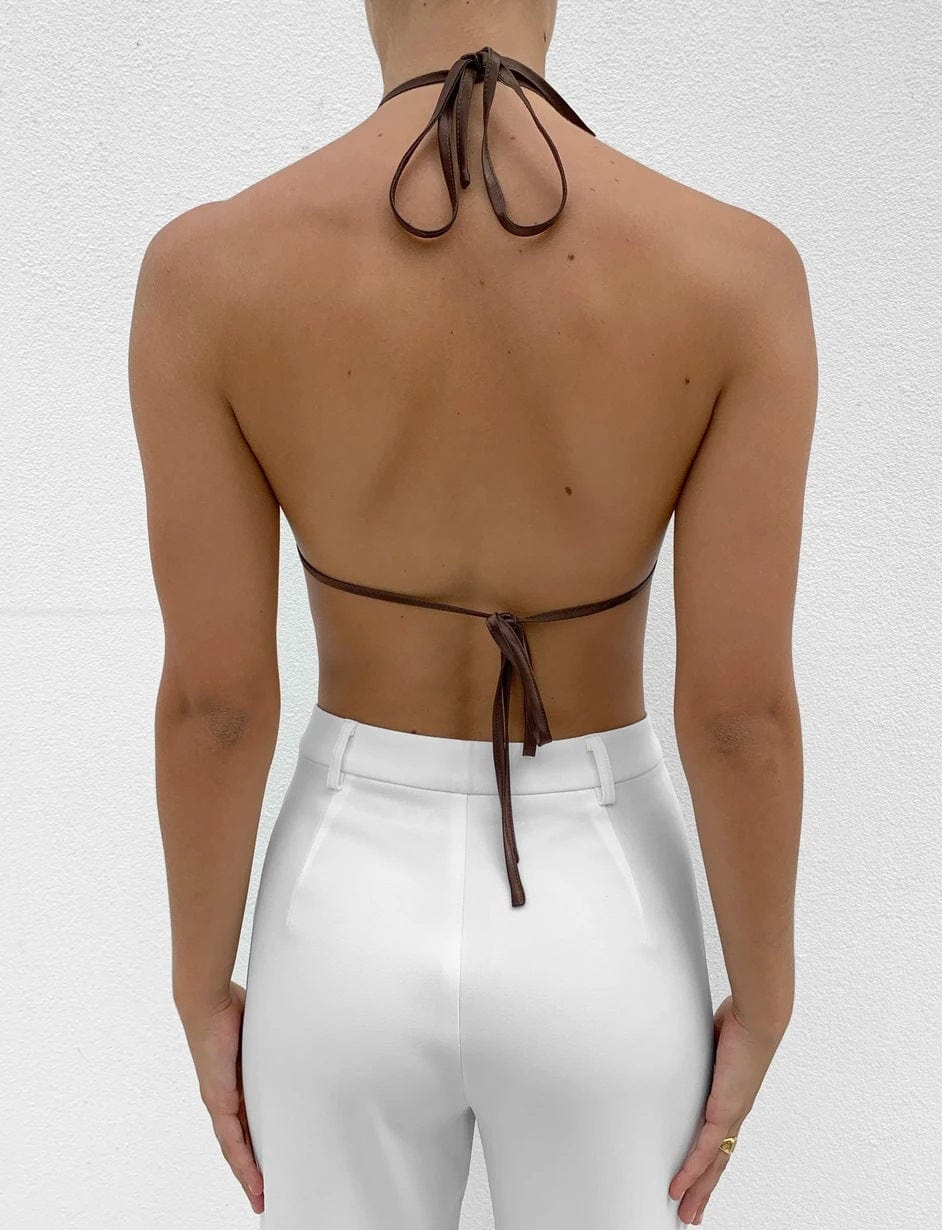 Halter Open Back Bandana Scarf Tie Top - Image 12
