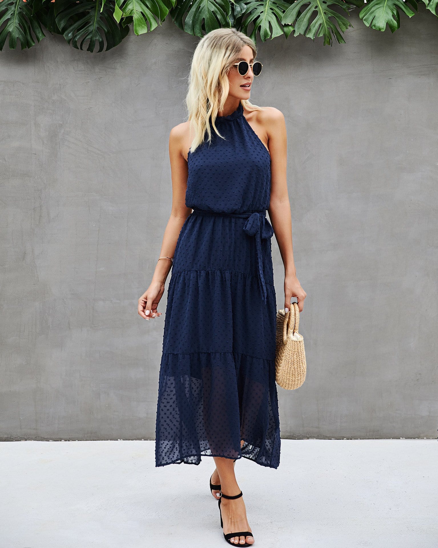 Halter Swiss Dot Sheer Dress - Image 18
