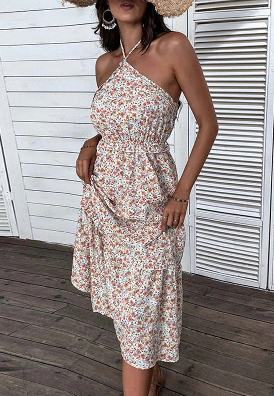Halter Tie-Back Floral Dress - Image 2