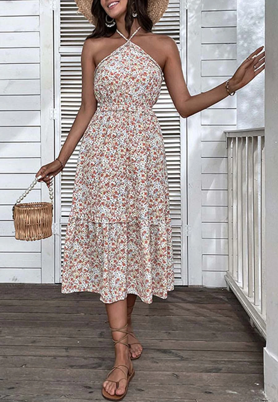 Halter Tie-Back Floral Dress - Image 3