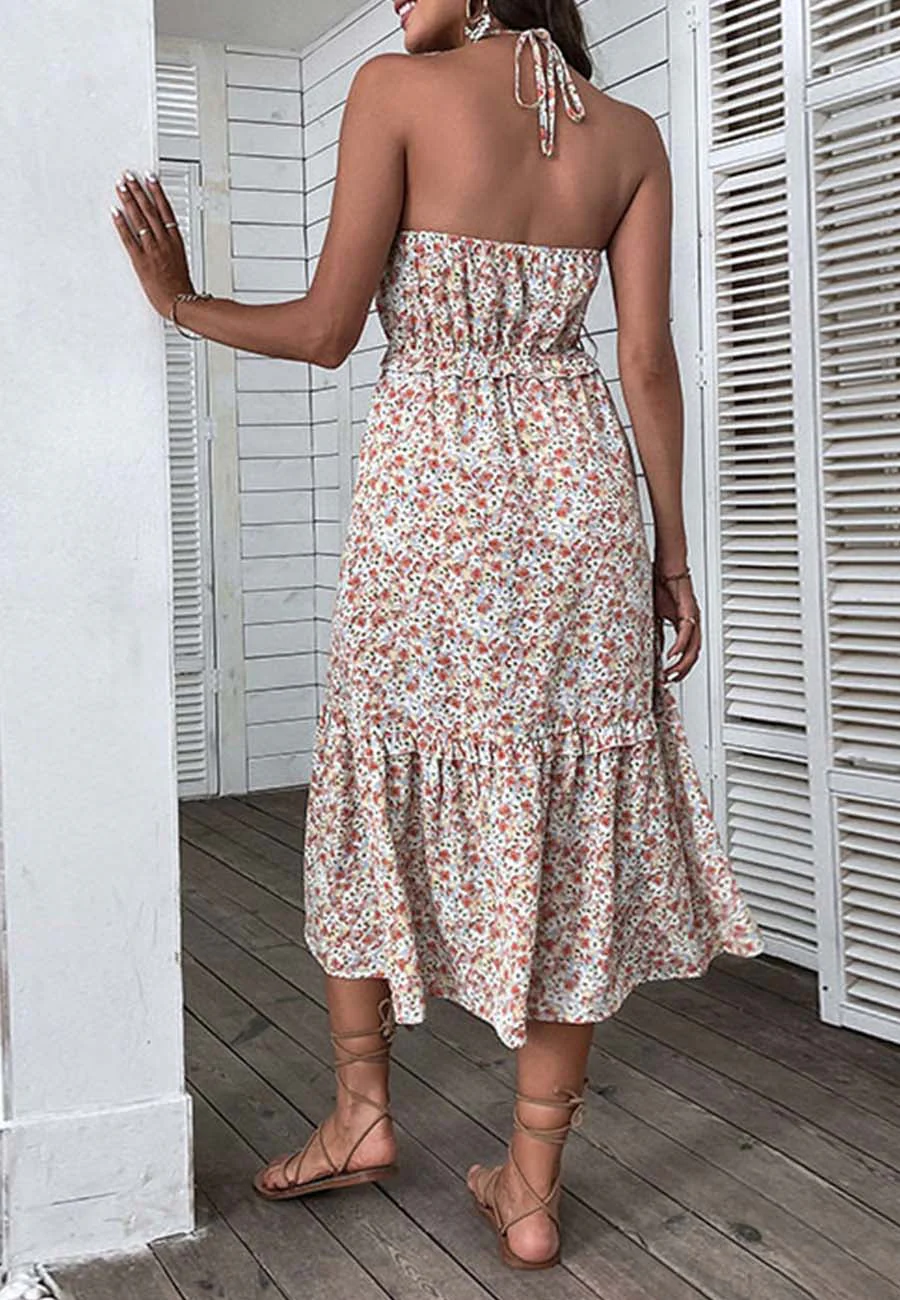 Halter Tie-Back Floral Dress - Image 4