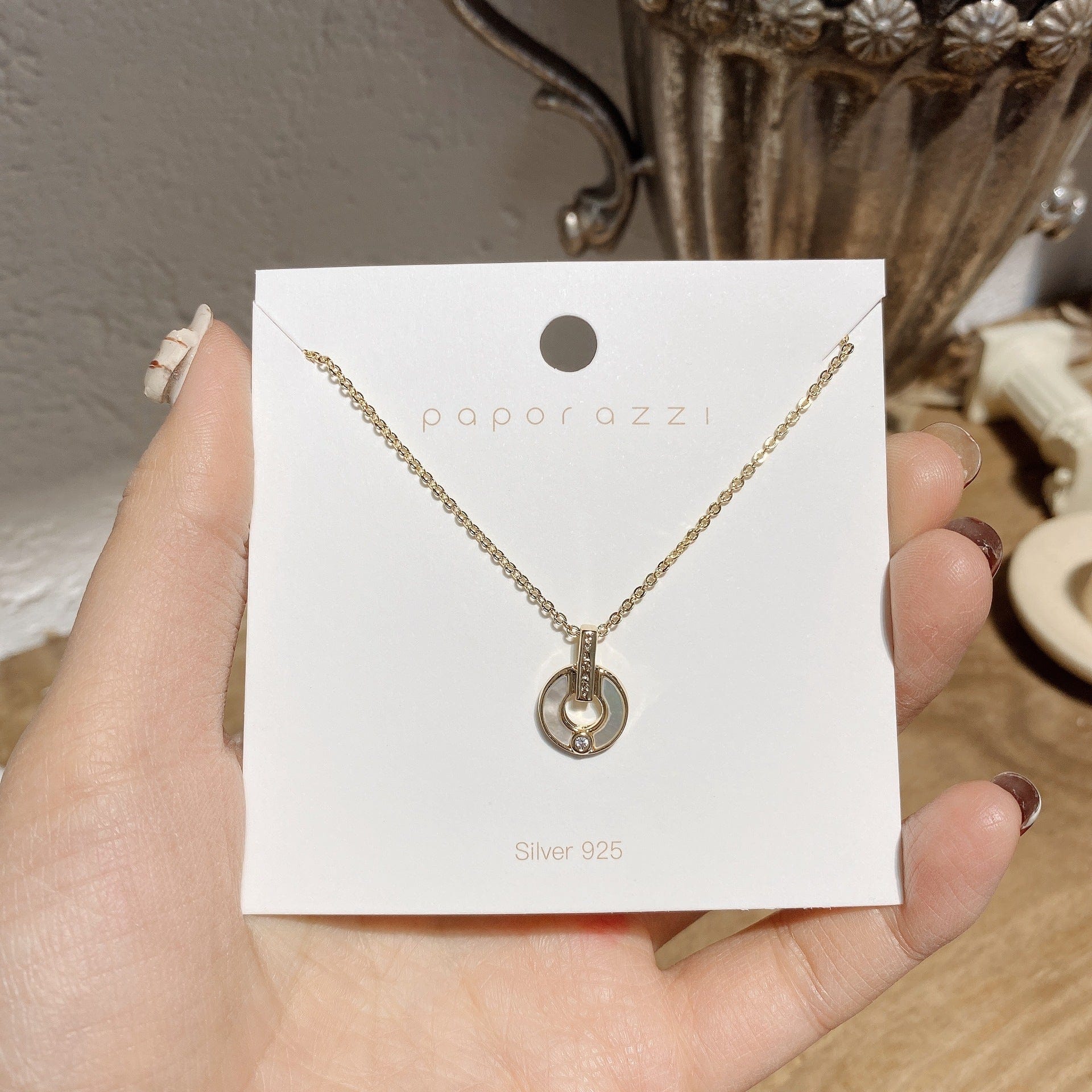 Hand-made Shell Necklace with Circle Pendant - Image 4