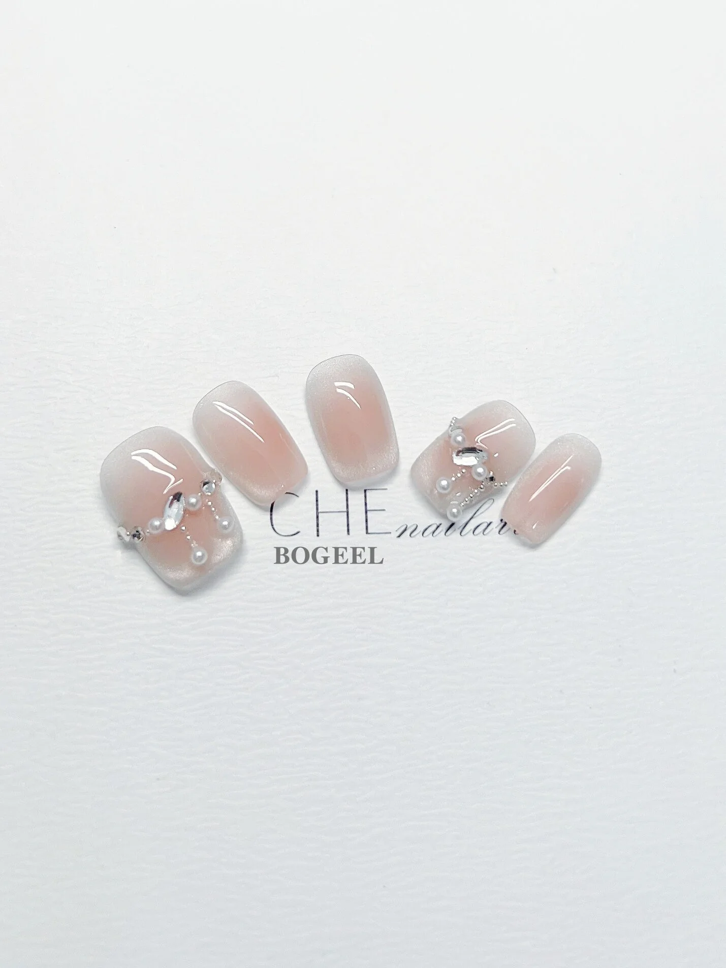 Hand-worn Nail Blush Smudges Rhinestone Short - Image 10