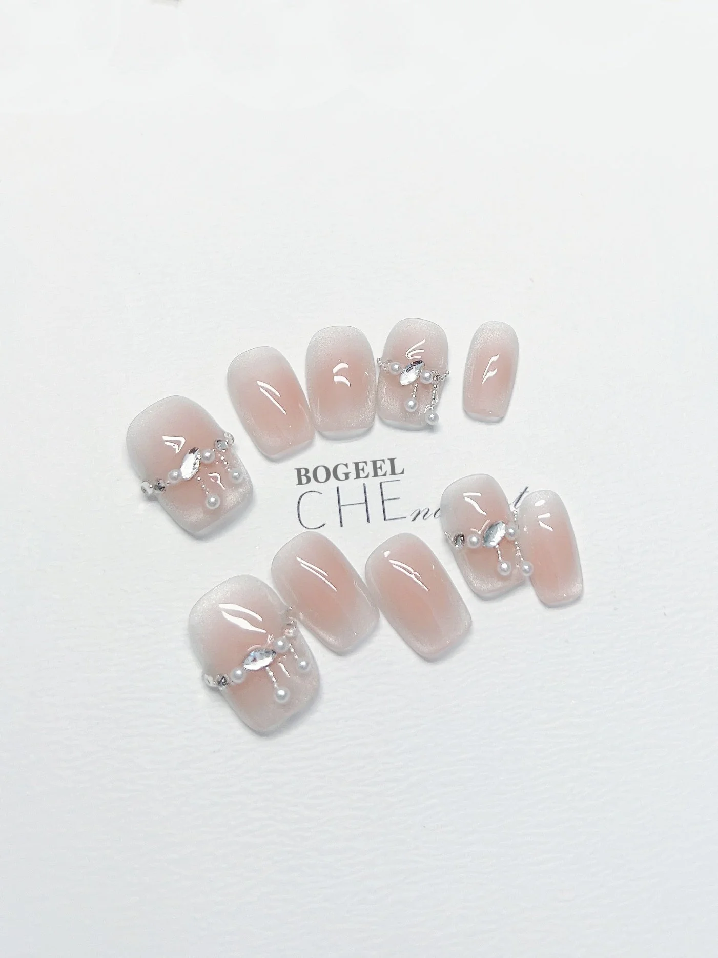 Hand-worn Nail Blush Smudges Rhinestone Short - Image 5