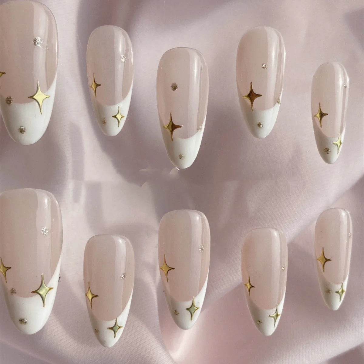 Handmade Advanced Style Almond French Finished Manicure - Image 5