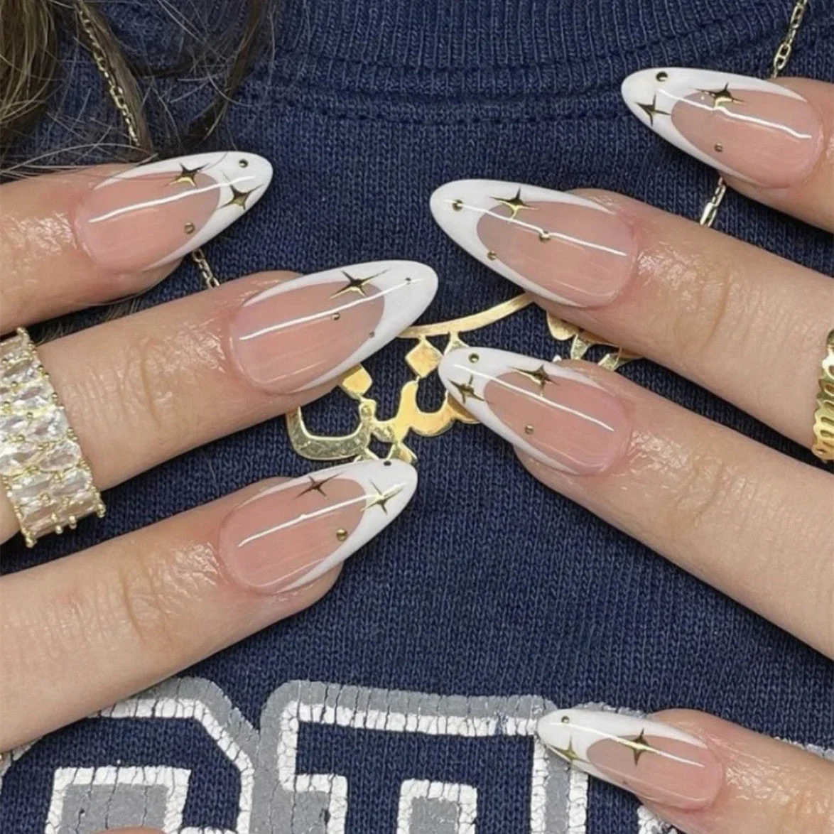 Handmade Advanced Style Almond French Finished Manicure - Image 8