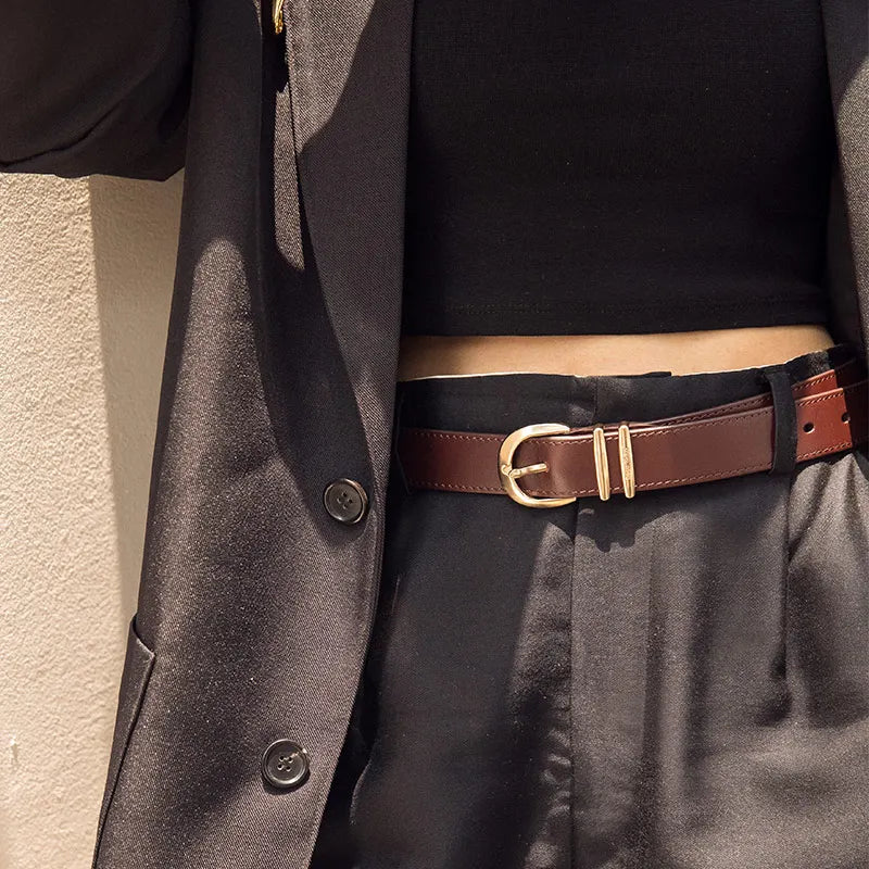 Handmade Genuine Leather Belt with Horseshoe Buckle - Image 6