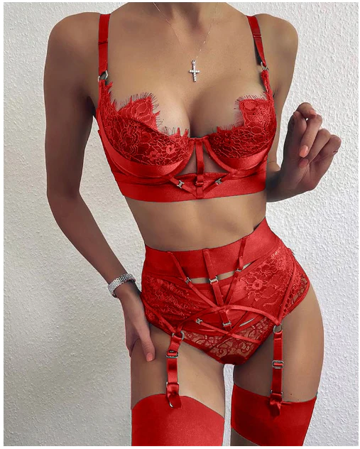 Happy Christmas Lace Garter Lingerie Set - Image 4