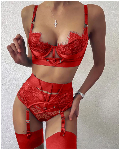 Happy Christmas Lace Garter Lingerie Set - Image 5
