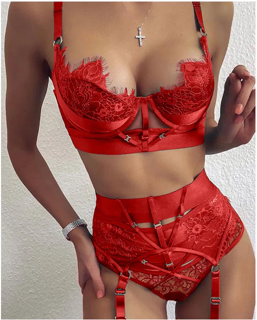 Happy Christmas Lace Garter Lingerie Set - Image 6