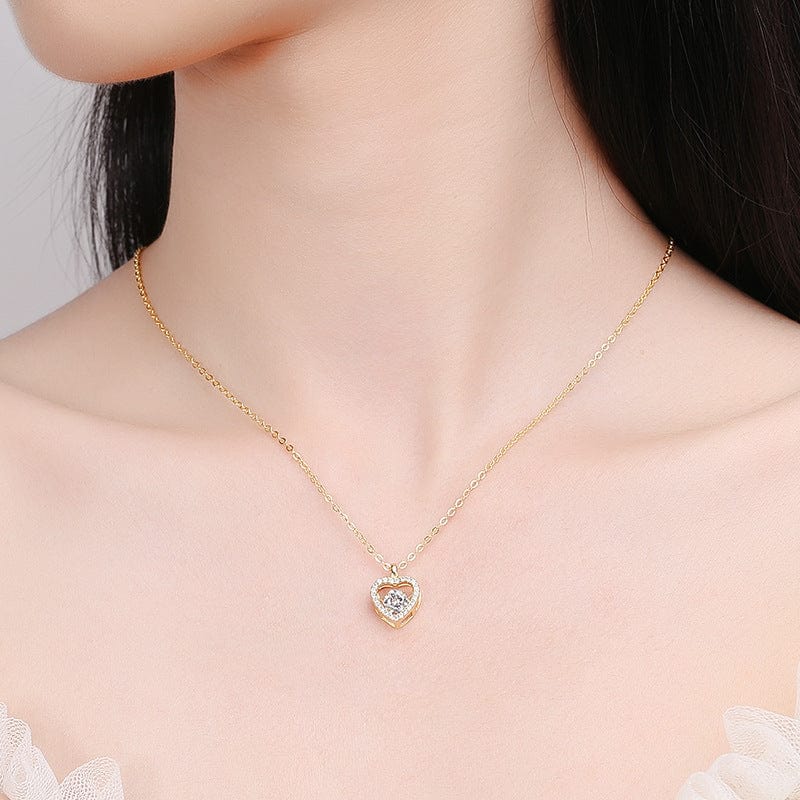 Heart Pendant Spinning Crystal 925 Sterling Silver Necklace - Image 4