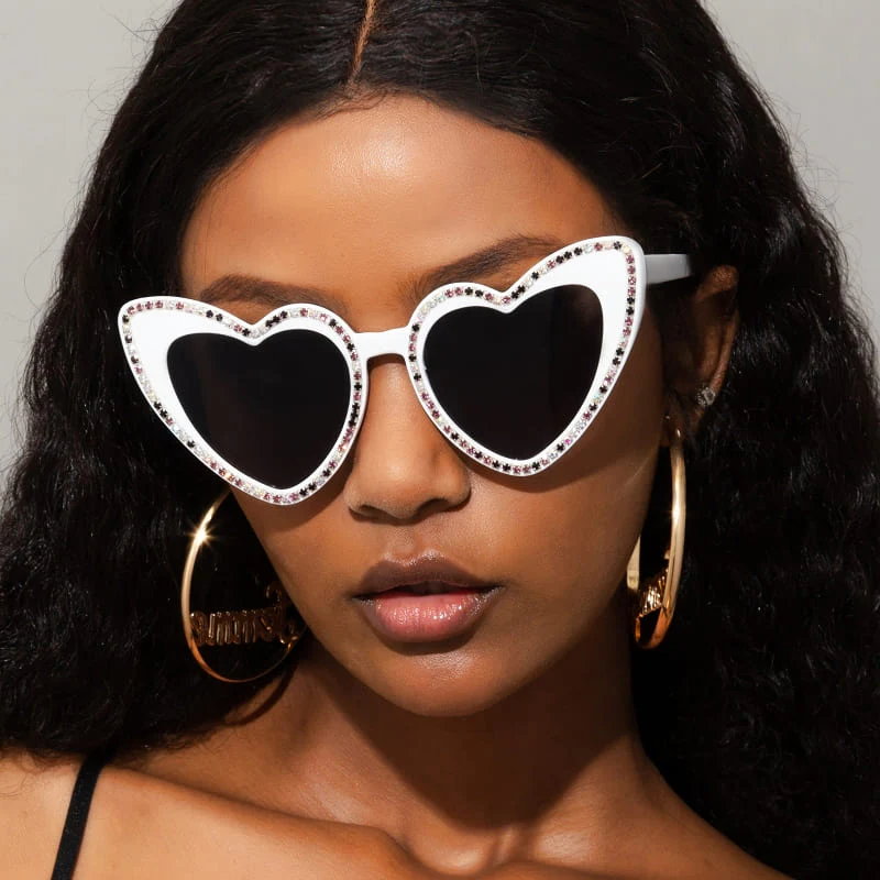 Heart-Shaped Rhinestone Cat Eye Y2K Sunglasses - Image 12