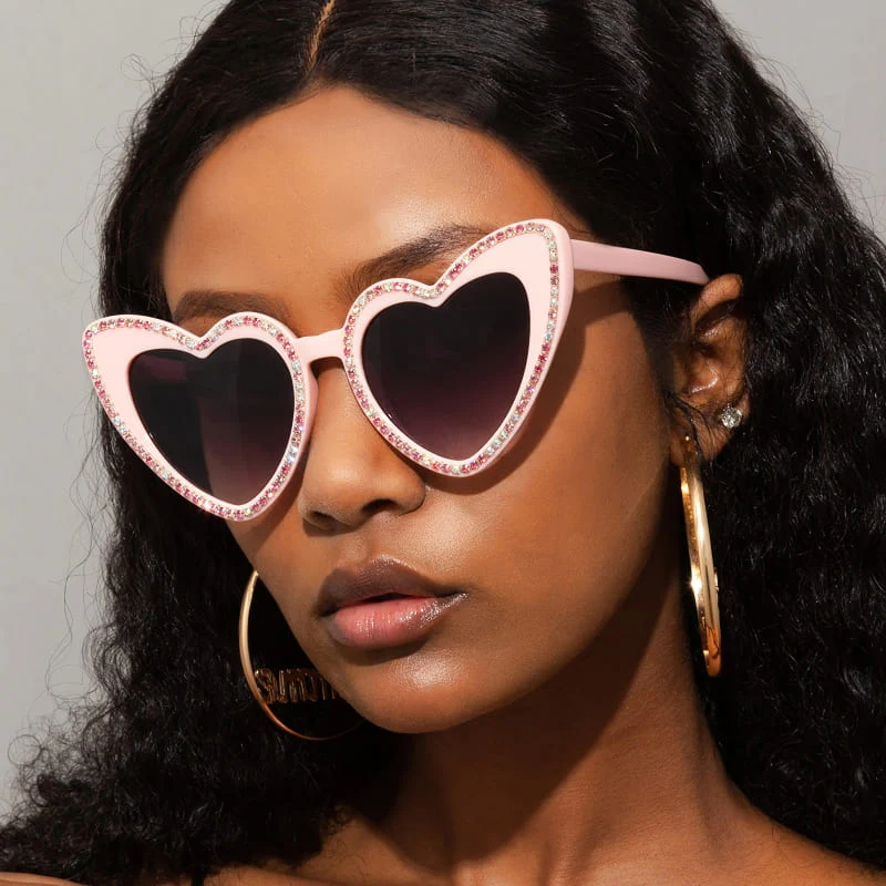 Heart-Shaped Rhinestone Cat Eye Y2K Sunglasses - Image 13