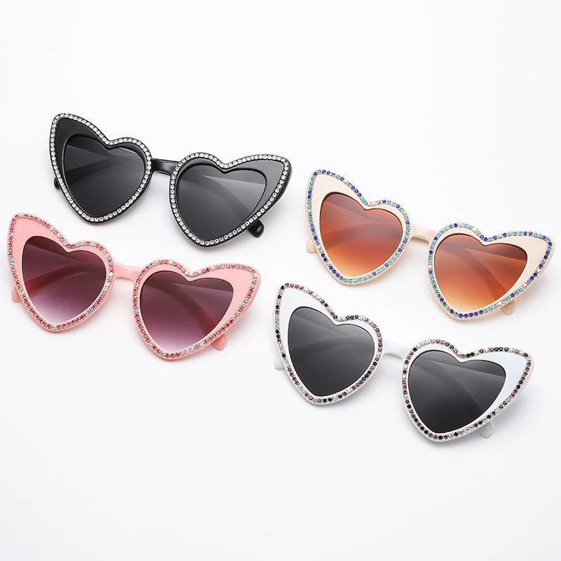 Heart-Shaped Rhinestone Cat Eye Y2K Sunglasses - Image 14