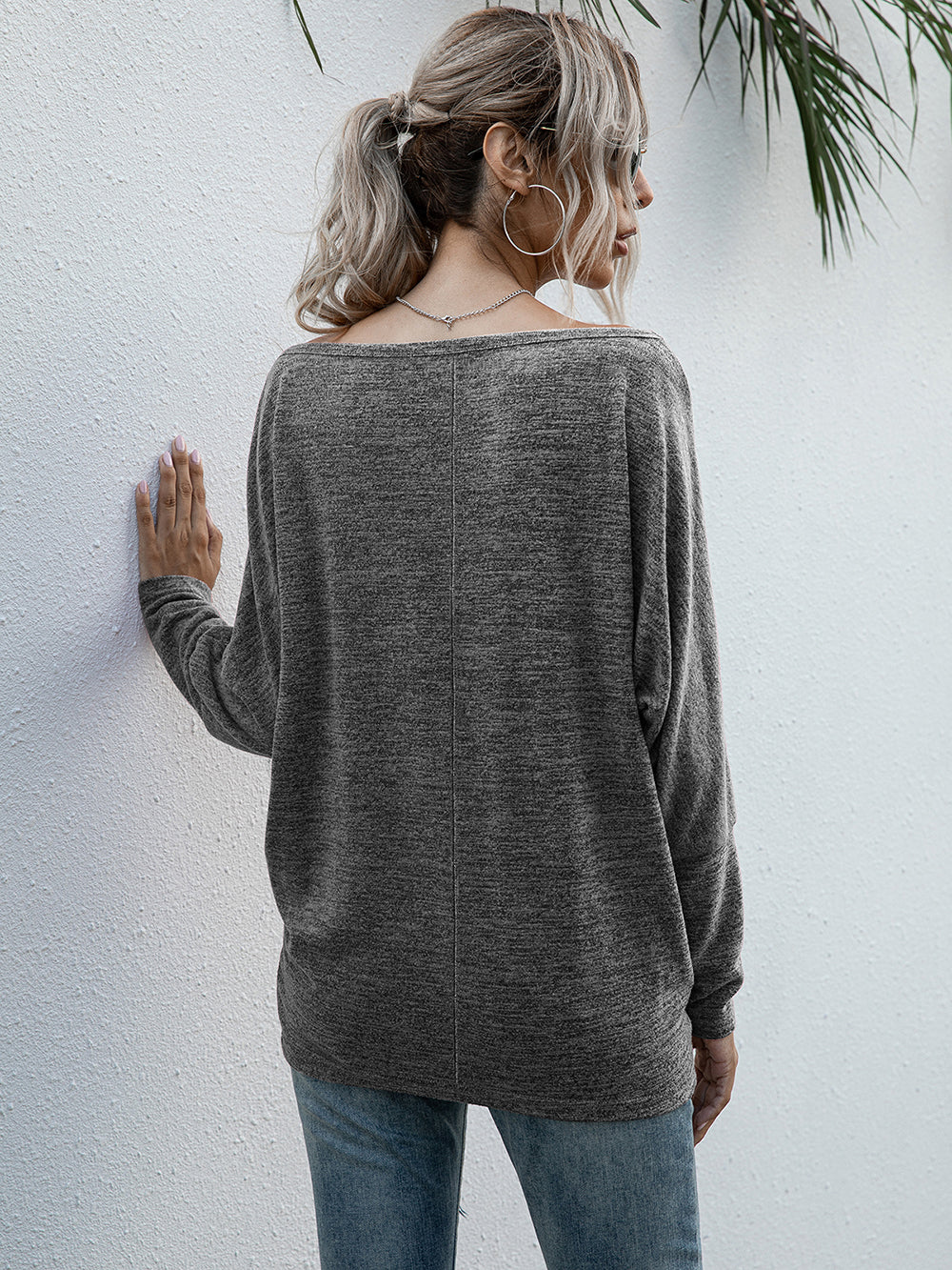Heather Knit Boatneck Pullover - Image 2