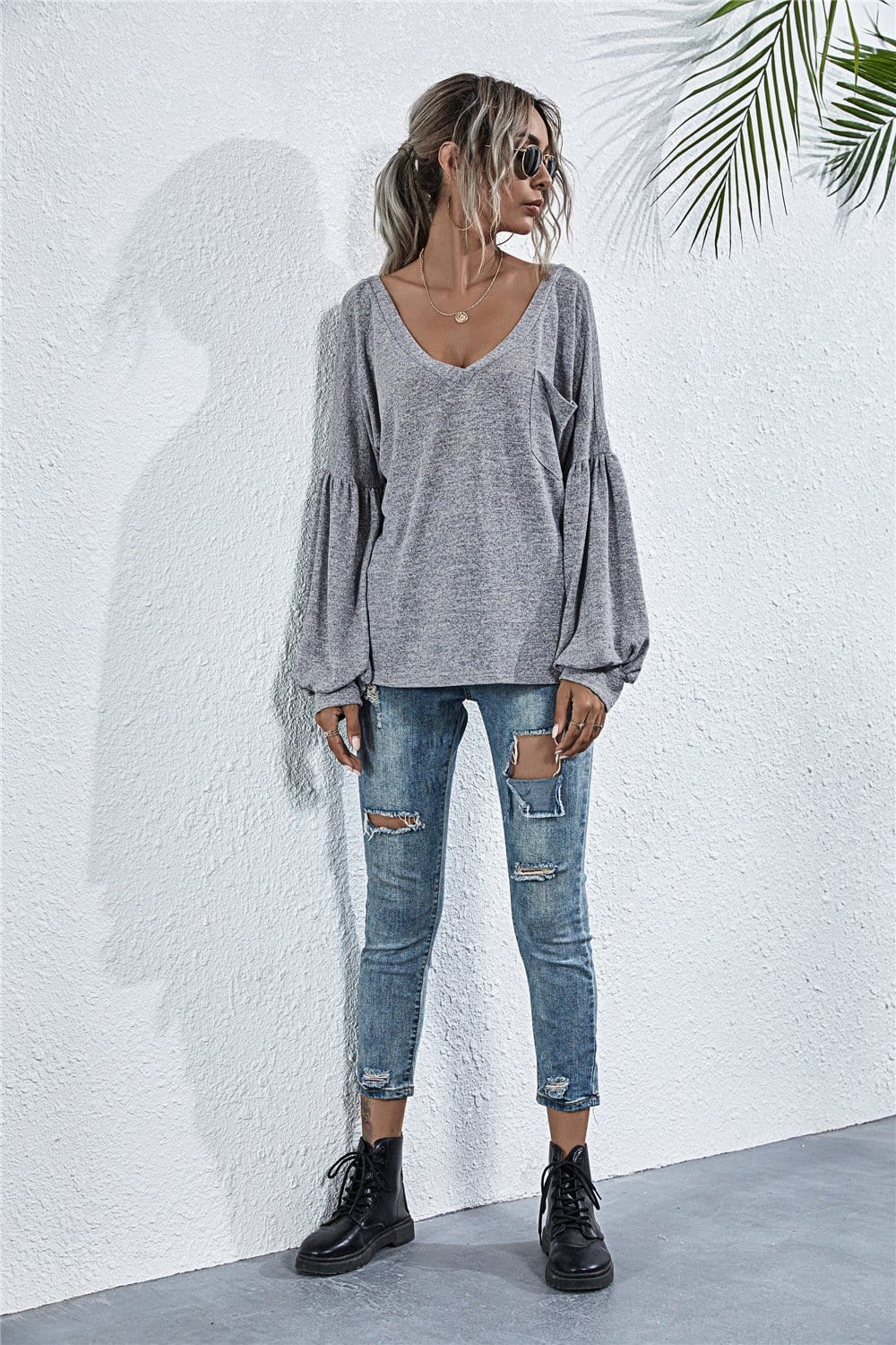Heather Off-Shoulder Pocket Tunic - Image 12