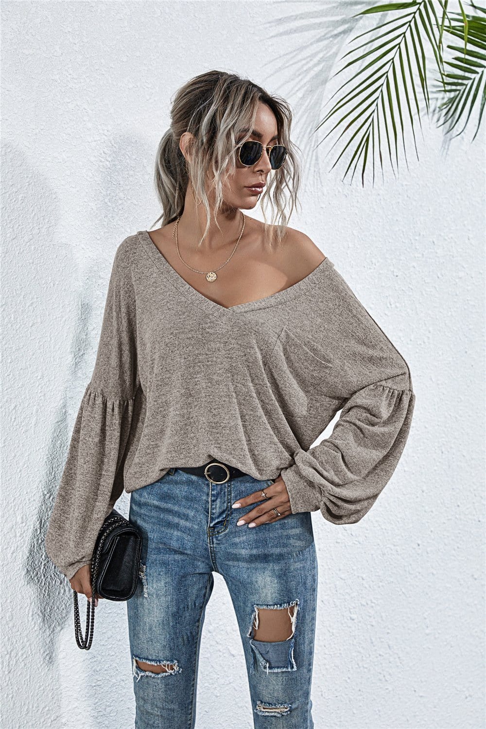 Heather Off-Shoulder Pocket Tunic - Image 17