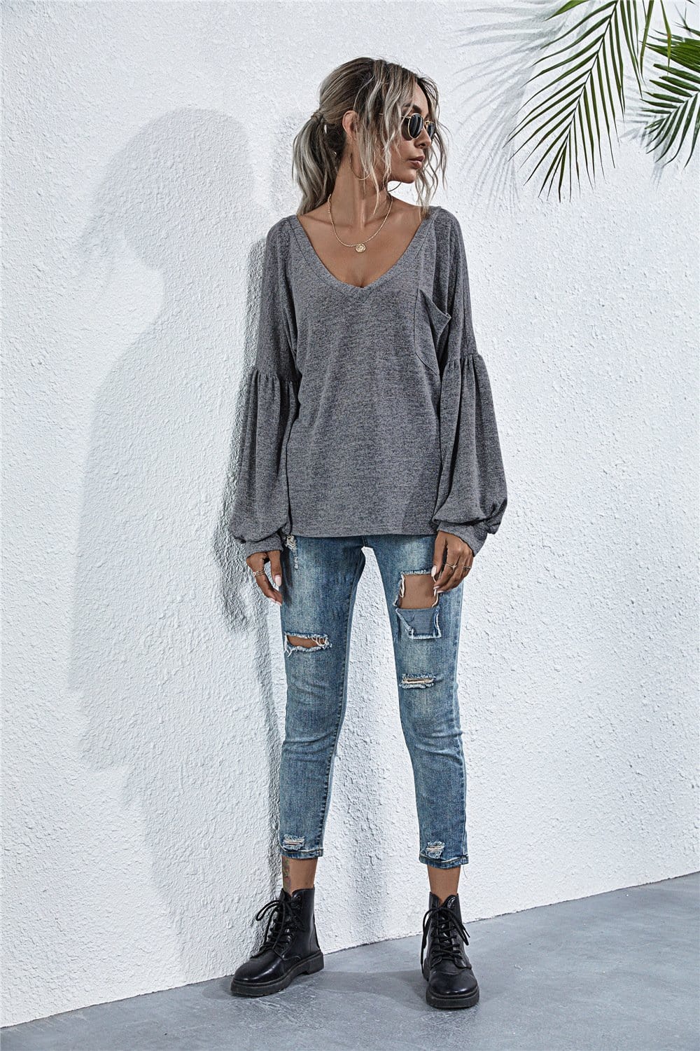 Heather Off-Shoulder Pocket Tunic - Image 6